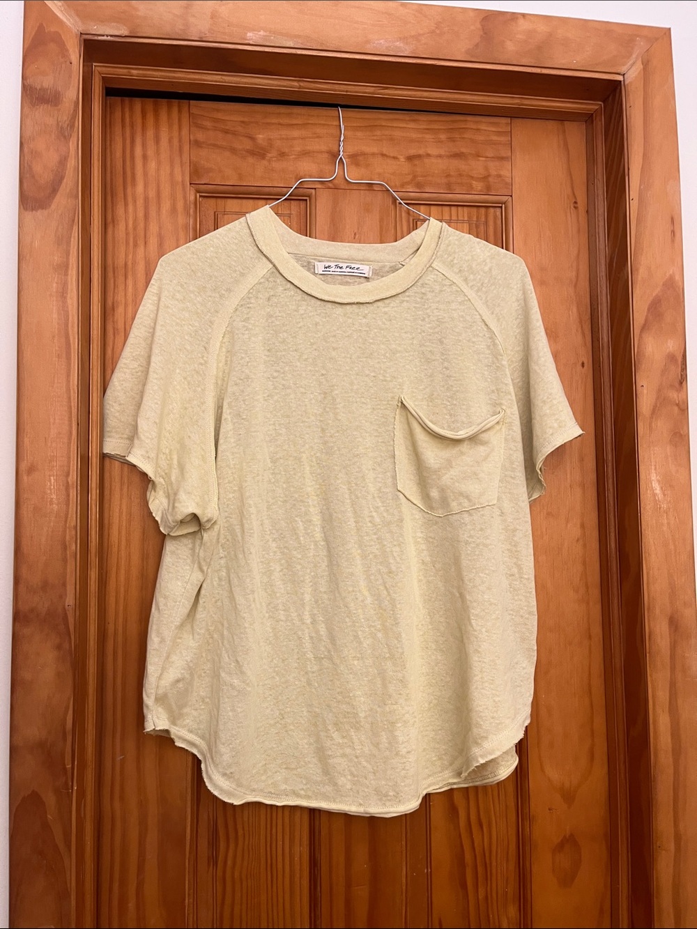 We The Free Pale Yellow Crewneck Pocket Tee
